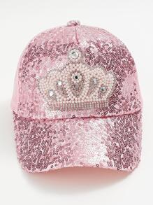 1 Miếng Dễ thương Trẻ em Lưới thoáng khí Có thể điều chỉnh Kim sa Vương miện Mũ bóng chày - Hồng - Xem 1