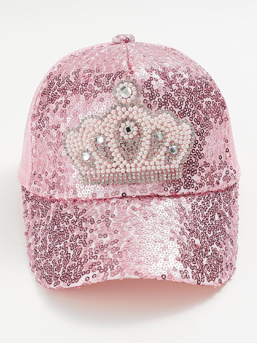 1 Miếng Dễ thương Trẻ em Lưới thoáng khí Có thể điều chỉnh Kim sa Vương miện Mũ bóng chày - Hồng - Xem 1