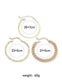 3pcs/set Rhinestone Decor Anklet