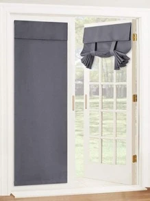 1pc Solid Color Door Curtain - Dark Grey - View 1