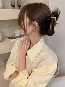 2pcs Minimalist Hair Claw Casual Claw Clips Hair Clips Hair Jaw Clip Hair Clamps Hair Clutch Hair Claw Clip, School Stuff, College Fall Winter Hair Accessories For Women For Vacation Outfits Woman - Gold - View 5