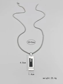 Geometric Pendant Necklace Stainless Steel Silver Color - Silver - View 4