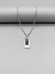 Geometric Pendant Necklace Stainless Steel Silver Color - Silver - View 3