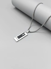 Geometric Pendant Necklace Stainless Steel Silver Color - Silver - View 1