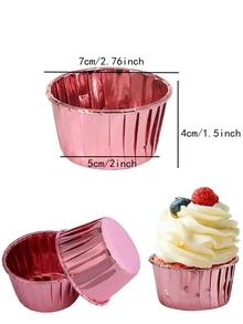 50 piezas Molde para pasteles papel magdalena minimalista unicolor para hornear en la cocina - Dorado - Ver 6