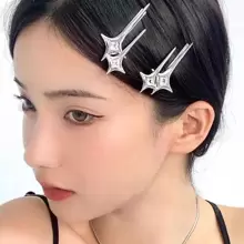 1/12pcs Silver Star Hair Clips, Casual Fashion Versatile Accessories, Hair Accessories - Silver - View 2