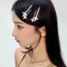 1/12pcs Silver Star Hair Clips, Casual Fashion Versatile Accessories, Hair Accessories - Silver - View 3