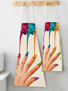 1入組指甲油圖案現代纖維圍裙適用於家庭 - 彩色 - 查看 2