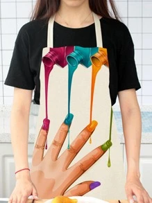 1入組指甲油圖案現代纖維圍裙適用於家庭 - 彩色 - 查看 3