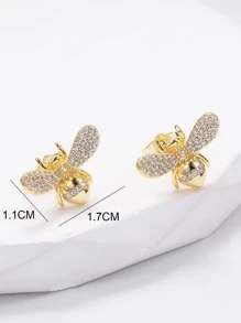 Pendientes de tachuela zirconia cúbica con diseño de abeja