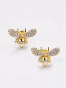 Pendientes de tachuela zirconia cúbica con diseño de abeja