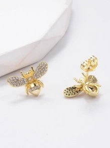 Pendientes de tachuela zirconia cúbica con diseño de abeja