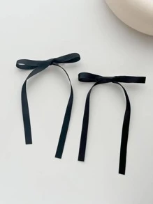 2pcs Bow Decor Hair Clip For Back To School Casual - Black - View 3