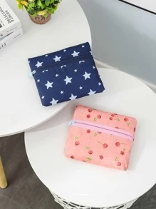 1pc Cherry & Star Print Travel Storage Bag,Boho Vibes - Multicolor - View 5