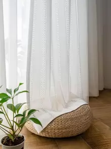 1 pieza de cortina transparente con patrón de panal blanco, estilo japonés con diseño de punto hueco en forma de diamante, hecho de poliéster, perfecto para la decoración de la sala de estar o el dormitorio.