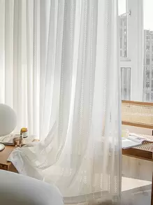 1 pieza de cortina transparente con patrón de panal blanco, estilo japonés con diseño de punto hueco en forma de diamante, hecho de poliéster, perfecto para la decoración de la sala de estar o el dormitorio.