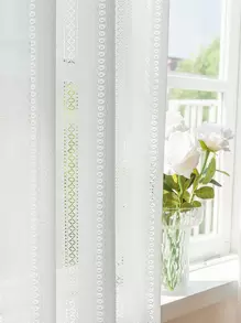 1 pieza de cortina transparente con patrón de panal blanco, estilo japonés con diseño de punto hueco en forma de diamante, hecho de poliéster, perfecto para la decoración de la sala de estar o el dormitorio.