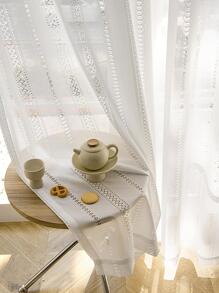 1 pieza de cortina transparente con patrón de panal blanco, estilo japonés con diseño de punto hueco en forma de diamante, hecho de poliéster, perfecto para la decoración de la sala de estar o el dormitorio.