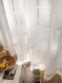 1 pieza de cortina transparente con patrón de panal blanco, estilo japonés con diseño de punto hueco en forma de diamante, hecho de poliéster, perfecto para la decoración de la sala de estar o el dormitorio.