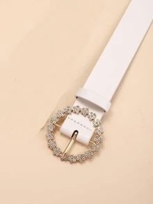 Thắt lưng thời trang trang trí hoa Rhinestone cho phụ nữ để trang trí hàng ngày - trắng - Xem 4