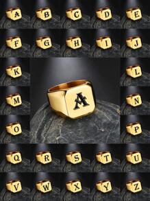 1 Miếng Nam Trang trí chữ cái Nhẫn , Đối với Đồ trang sức Qủa tặng Và Buổi tiệc - Vàng - Xem 1