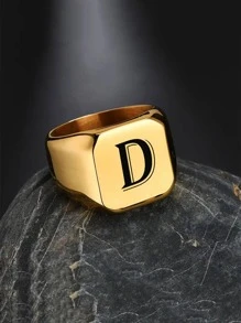 1 Miếng Nam Trang trí chữ cái Nhẫn , Đối với Đồ trang sức Qủa tặng Và Buổi tiệc - Vàng - Xem 5