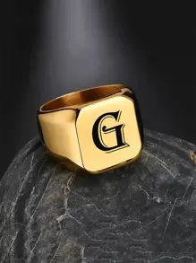 1 Miếng Nam Trang trí chữ cái Nhẫn , Đối với Đồ trang sức Qủa tặng Và Buổi tiệc - Vàng - Xem 8