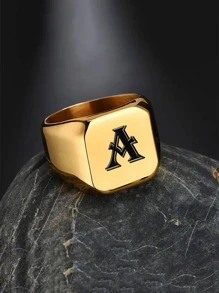 1 Miếng Nam Trang trí chữ cái Nhẫn , Đối với Đồ trang sức Qủa tặng Và Buổi tiệc - Vàng - Xem 2