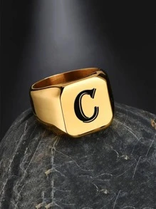 1 Miếng Nam Trang trí chữ cái Nhẫn , Đối với Đồ trang sức Qủa tặng Và Buổi tiệc - Vàng - Xem 4