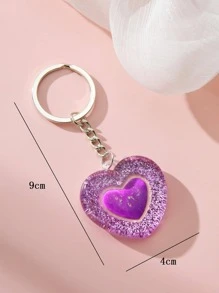 1入組女性愛心掛飾時尚鑰匙圈適用於禮品 - 紫色 - 查看 4