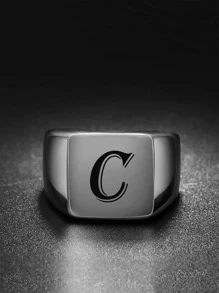 Nam Các bạn Đồ họa Chữ cái Nhẫn , Đối với Đồ trang sức Qủa tặng Và Buổi tiệc - Bạc - Xem 4