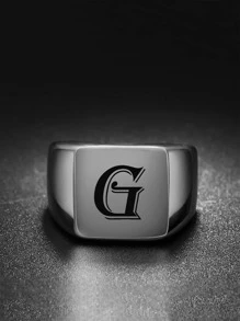 Nam Các bạn Đồ họa Chữ cái Nhẫn , Đối với Đồ trang sức Qủa tặng Và Buổi tiệc - Bạc - Xem 8