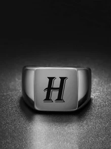 Nam Các bạn Đồ họa Chữ cái Nhẫn , Đối với Đồ trang sức Qủa tặng Và Buổi tiệc - Bạc - Xem 9