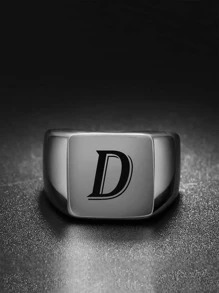 Nam Các bạn Đồ họa Chữ cái Nhẫn , Đối với Đồ trang sức Qủa tặng Và Buổi tiệc - Bạc - Xem 5