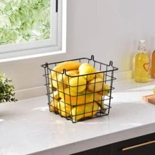3-Tier Metal Wire Storage Basket Stand with Removable Baskets – Black - Black - View 4