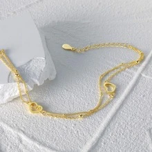 方晶鋯石愛心裝飾手環 - 金黃色 - 查看 3