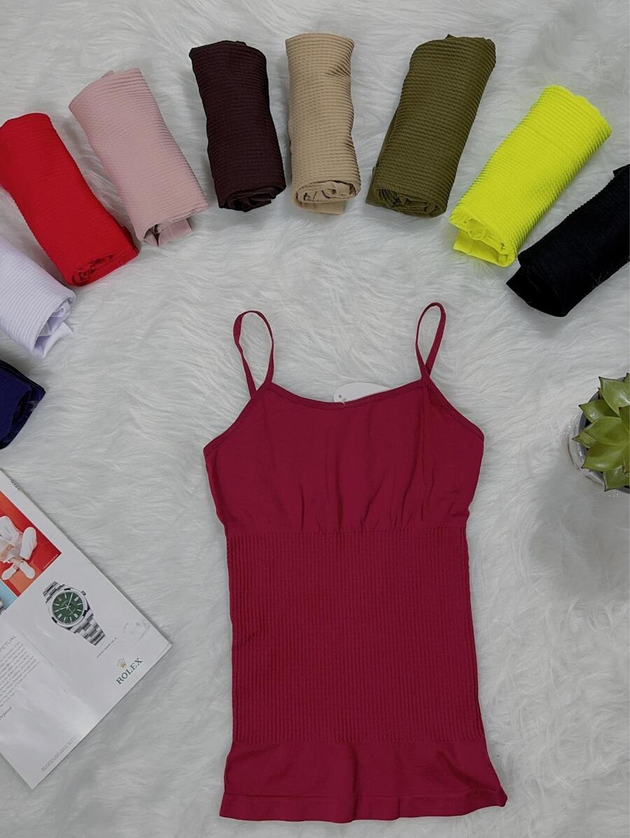 TANK T-SHIRT Shapewear - 酒紅色 - 查看 1
