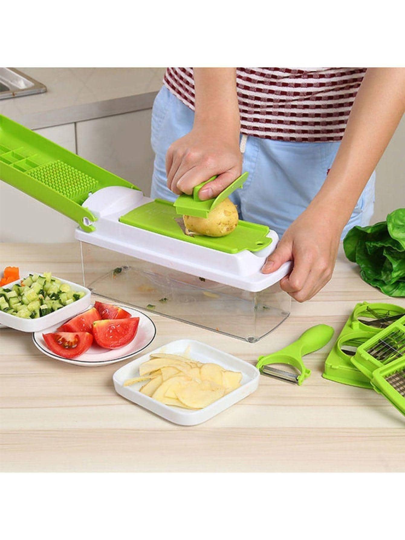 Rallador Cortador Frutas Verduras Fácil Accesorios Multifuncional Rayador - Verde - Ver 1