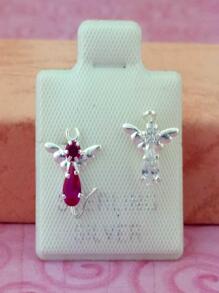 Aretes de Dama De Plata 925 - Plateado - Ver 2