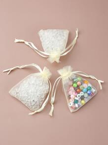 20pcs Sheer Organza Bag Drawstring Transparent Jewelry Pouches Lipstick Baby Shower Party - Beige - View 4