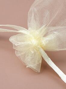 20pcs Sheer Organza Bag Drawstring Transparent Jewelry Pouches Lipstick Baby Shower Party - Beige - View 3