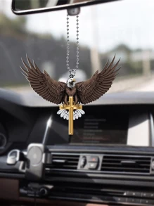 1pc Eagle Cross Car Pendant - A Beautiful Car Rearview Mirror Ornament For Decoration - eagle - View 1