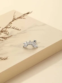 1入組水鑽裝飾耳環 - 銀色 - 查看 2