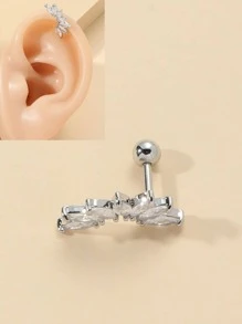 1入組水鑽裝飾耳環 - 銀色 - 查看 1