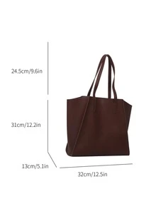 Bolsos grandes para mujeres, bolso grande sobredimensionado, bolso de cubo de gran capacidad y cartera para el trabajo - Café integral - Ver 2