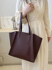 Bolsos grandes para mujeres, bolso grande sobredimensionado, bolso de cubo de gran capacidad y cartera para el trabajo - Café integral - Ver 3