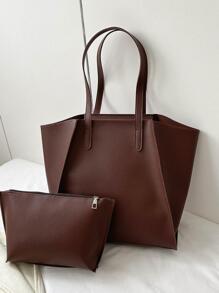 Bolsos grandes para mujeres, bolso grande sobredimensionado, bolso de cubo de gran capacidad y cartera para el trabajo - Café integral - Ver 1