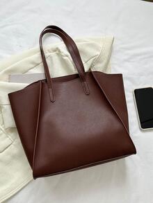 Bolsos grandes para mujeres, bolso grande sobredimensionado, bolso de cubo de gran capacidad y cartera para el trabajo - Café integral - Ver 6