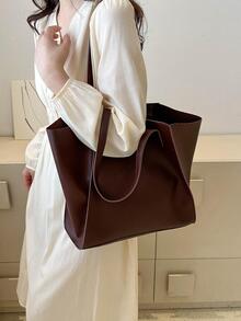 Bolsos grandes para mujeres, bolso grande sobredimensionado, bolso de cubo de gran capacidad y cartera para el trabajo - Café integral - Ver 4