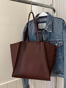 Bolsos grandes para mujeres, bolso grande sobredimensionado, bolso de cubo de gran capacidad y cartera para el trabajo - Café integral - Ver 9